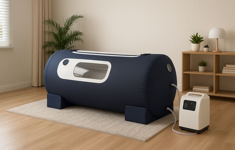 Best hyperbaric chamber for home use in 2025 set up in a modern home wellness room.