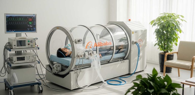 alibaba hyperbaric chamber with a patient in it